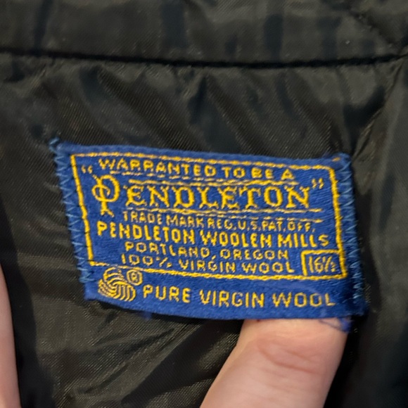 Forest green Pendleton wool button up collared shirt board shirt - Picture 2 of 7